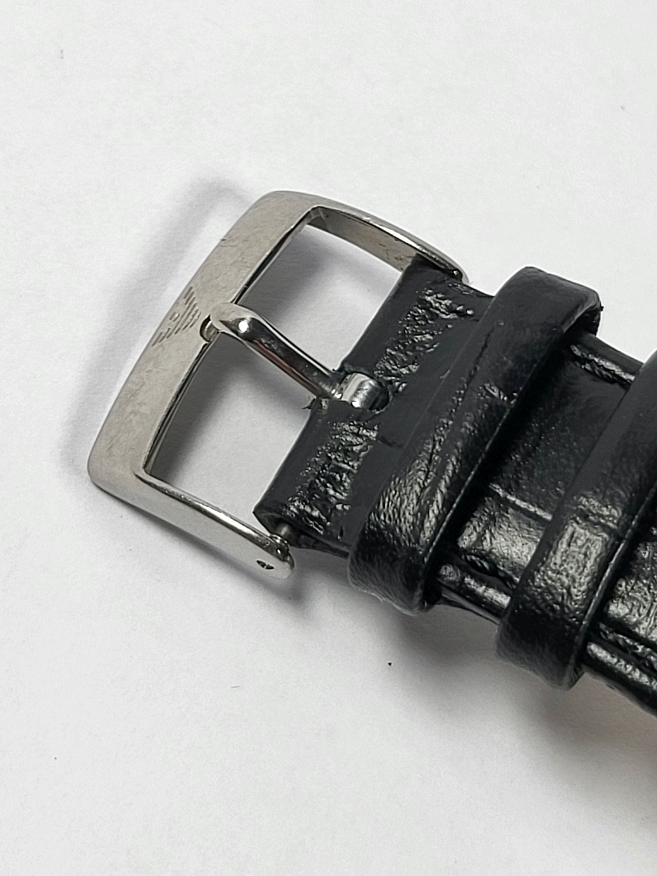 Emporio Armani horloge met zwarte wijzerplaat en zwarte leren band voor heren - AR0143