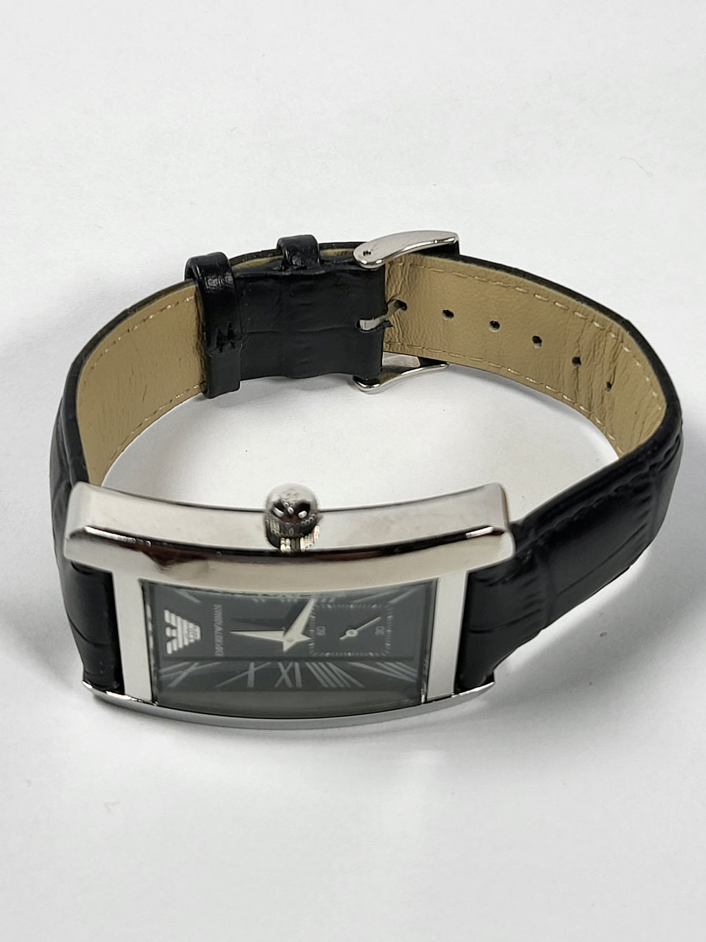 Emporio Armani horloge met zwarte wijzerplaat en zwarte leren band voor heren - AR0143