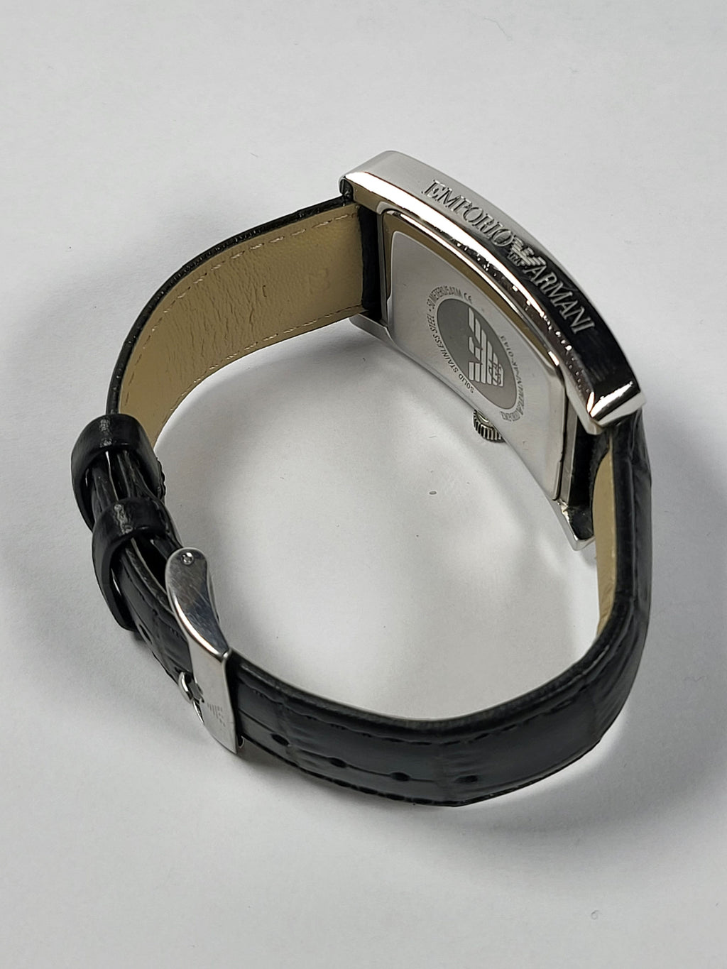 Emporio Armani horloge met zwarte wijzerplaat en zwarte leren band voor heren - AR0143