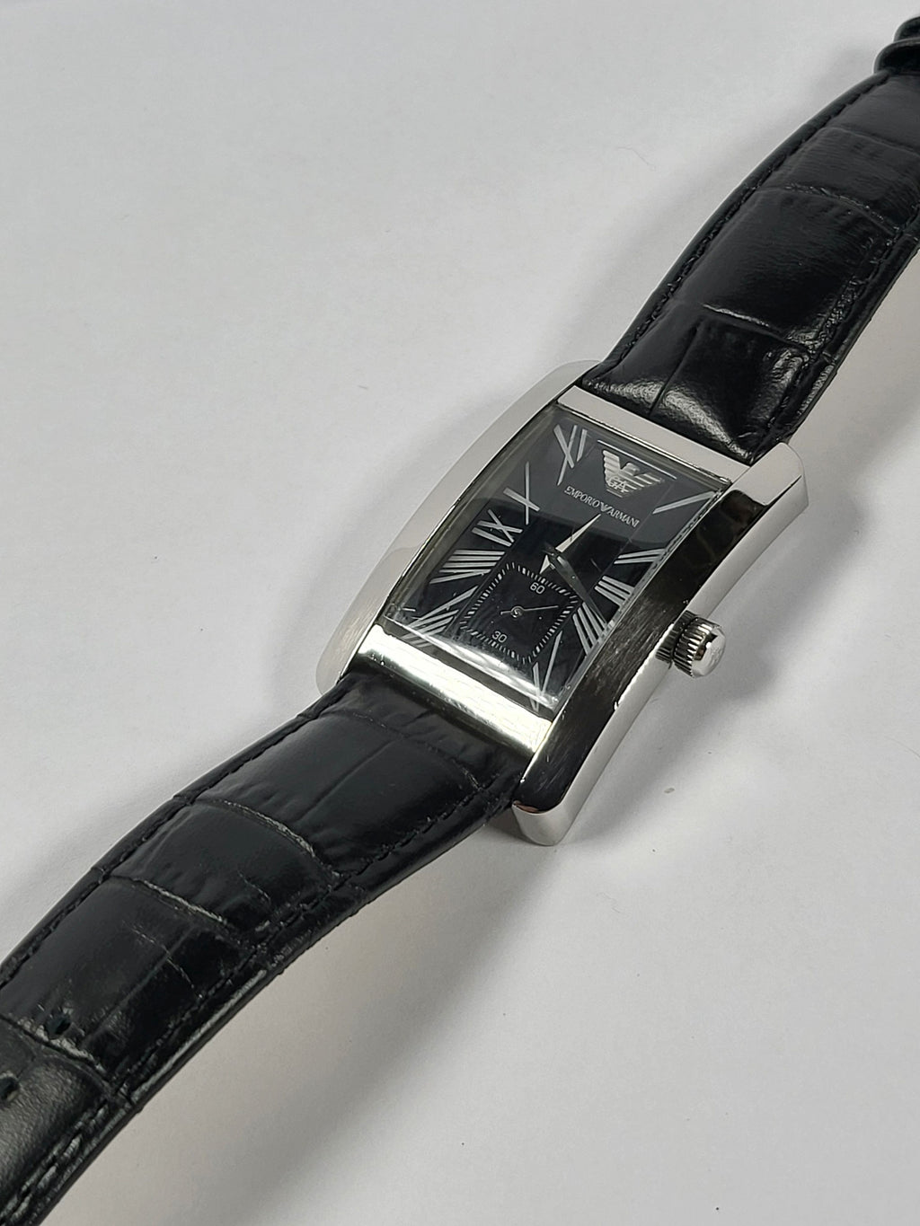 Emporio Armani horloge met zwarte wijzerplaat en zwarte leren band voor heren - AR0143
