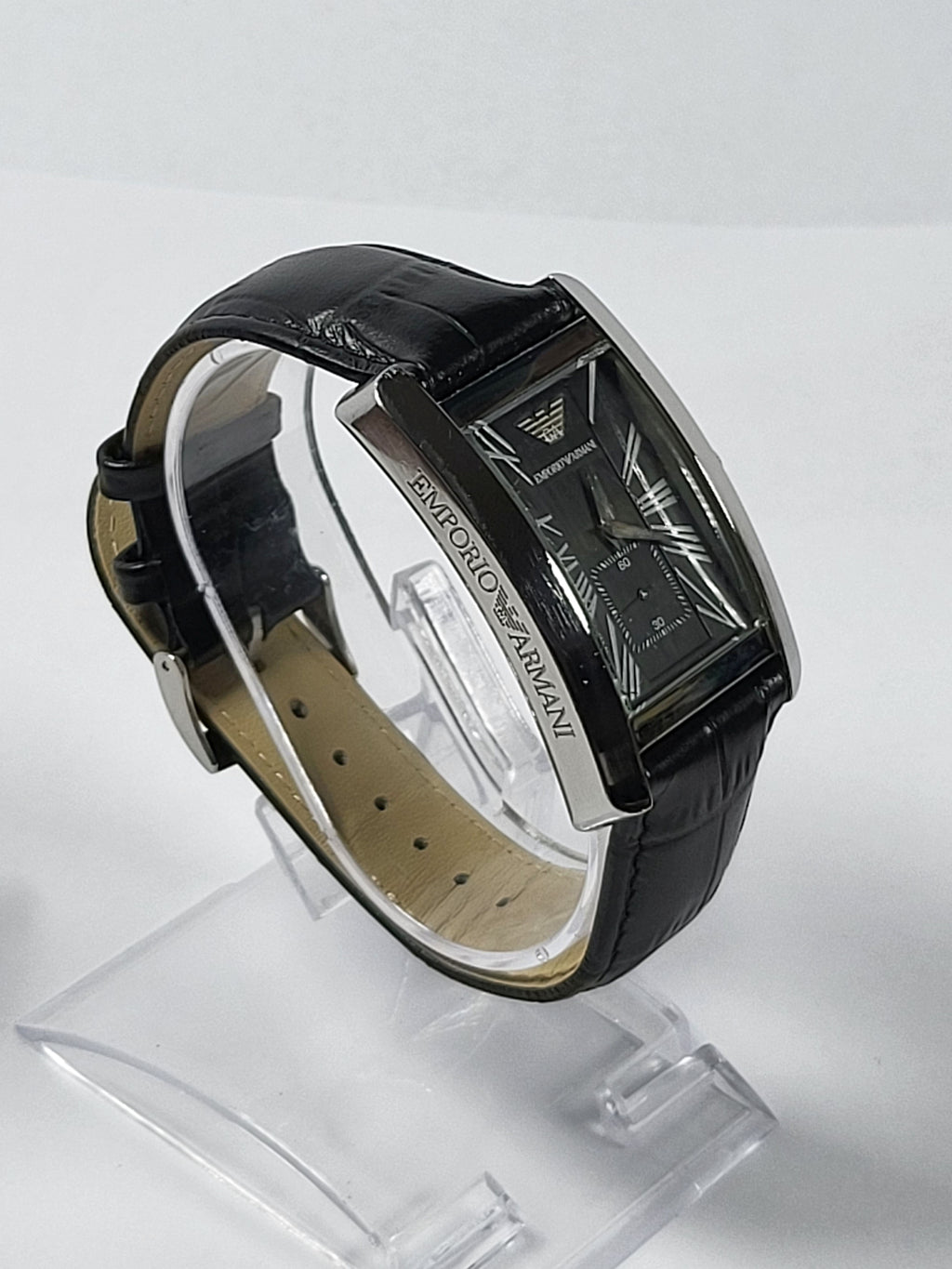 Emporio Armani horloge met zwarte wijzerplaat en zwarte leren band voor heren - AR0143