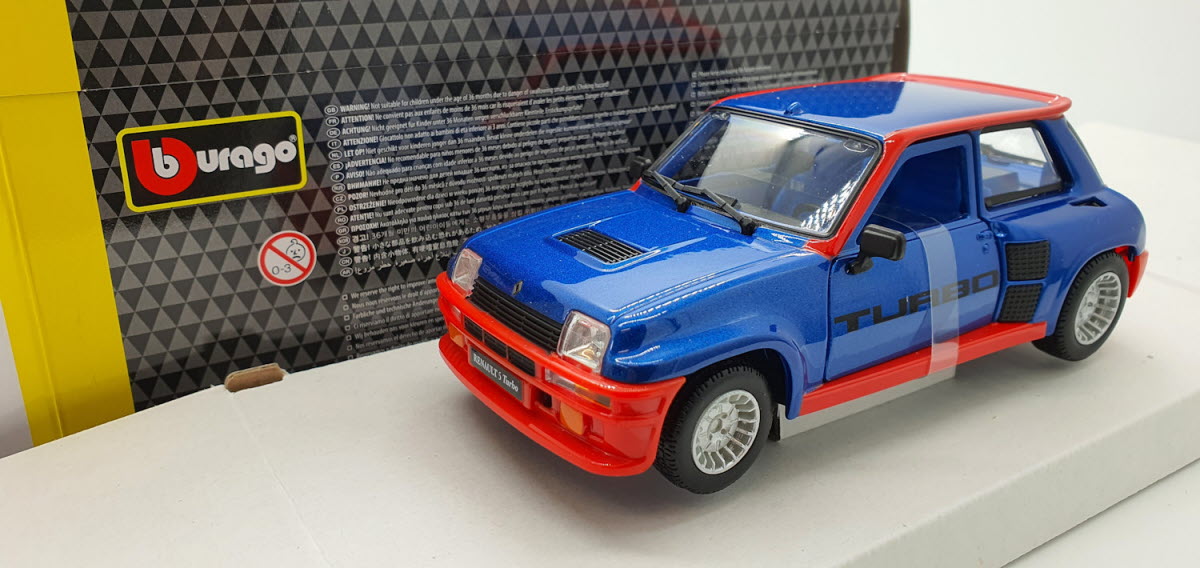 Bburago Renault 5 Turbo Blauw/Rood 1980 - Schaal 1:24