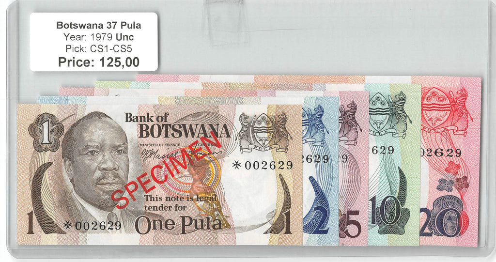 Botswana 37 Pula 1979 Specimen Collectorset (P-CS1/CS5)
