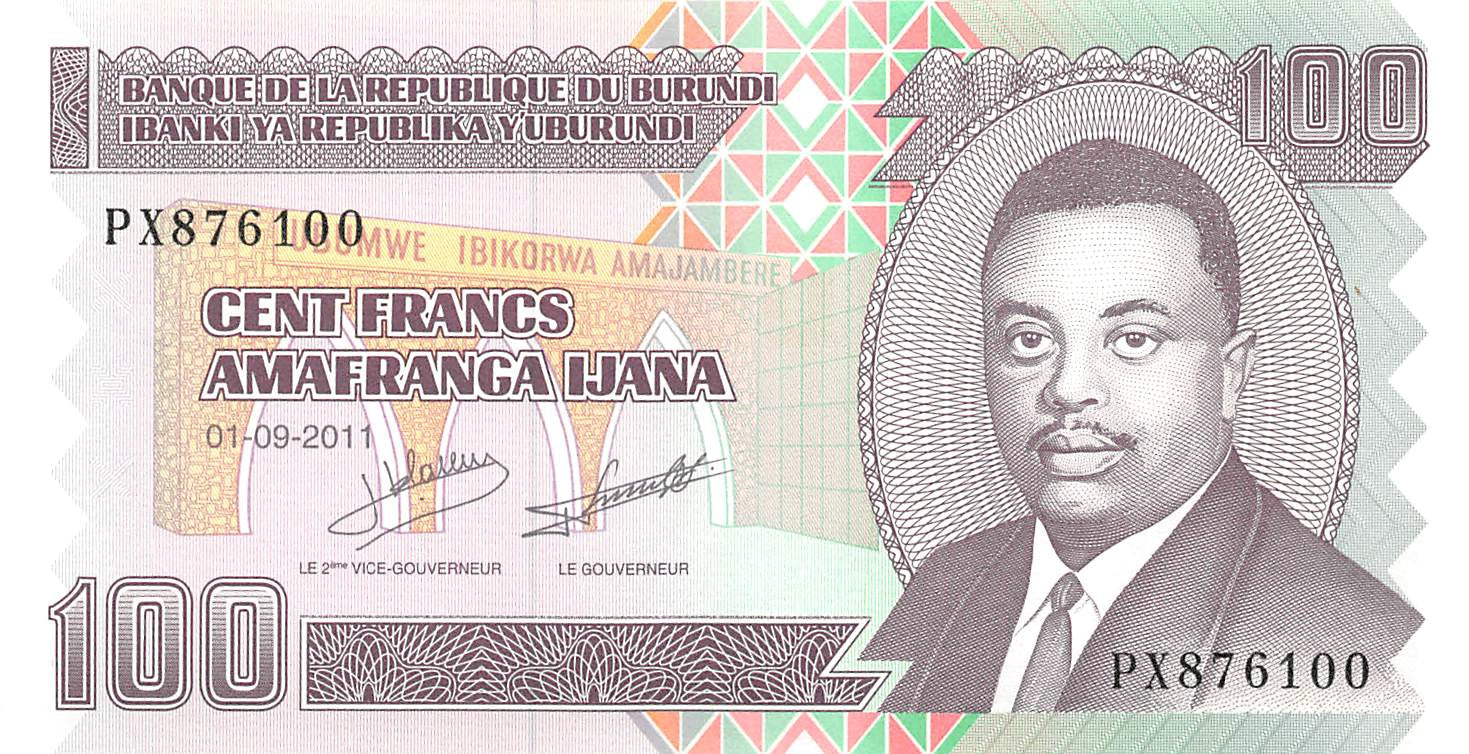 P-44b - Burundi 100 Francs 2011 Unc
