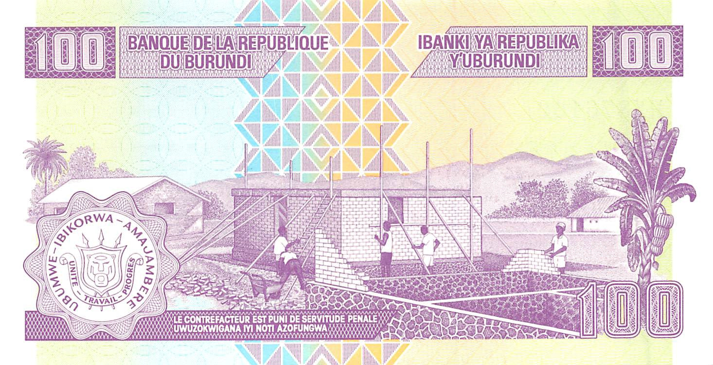 P-44b - Burundi 100 Francs 2011 Unc
