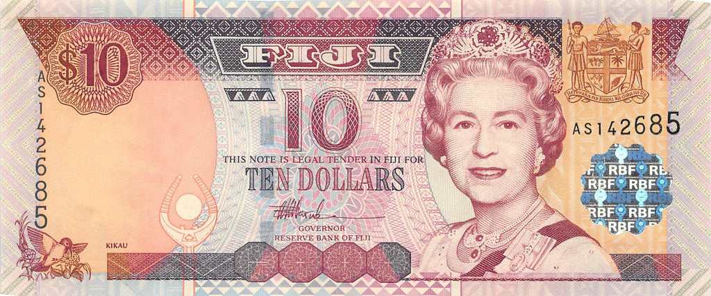 P-106a Fiji Islands 10 Dollars 2002 Unc