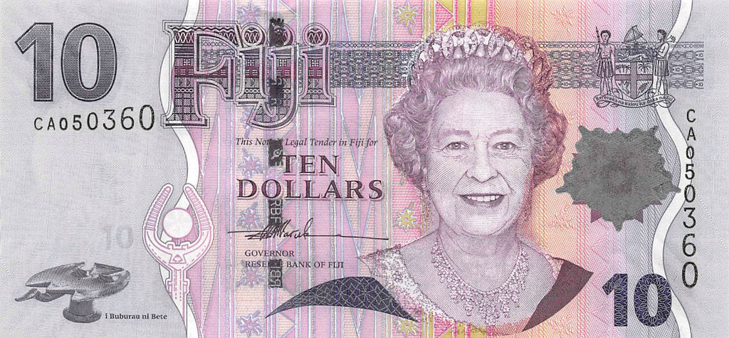 P-111a Fiji Islands 10 Dollars 2007 Unc