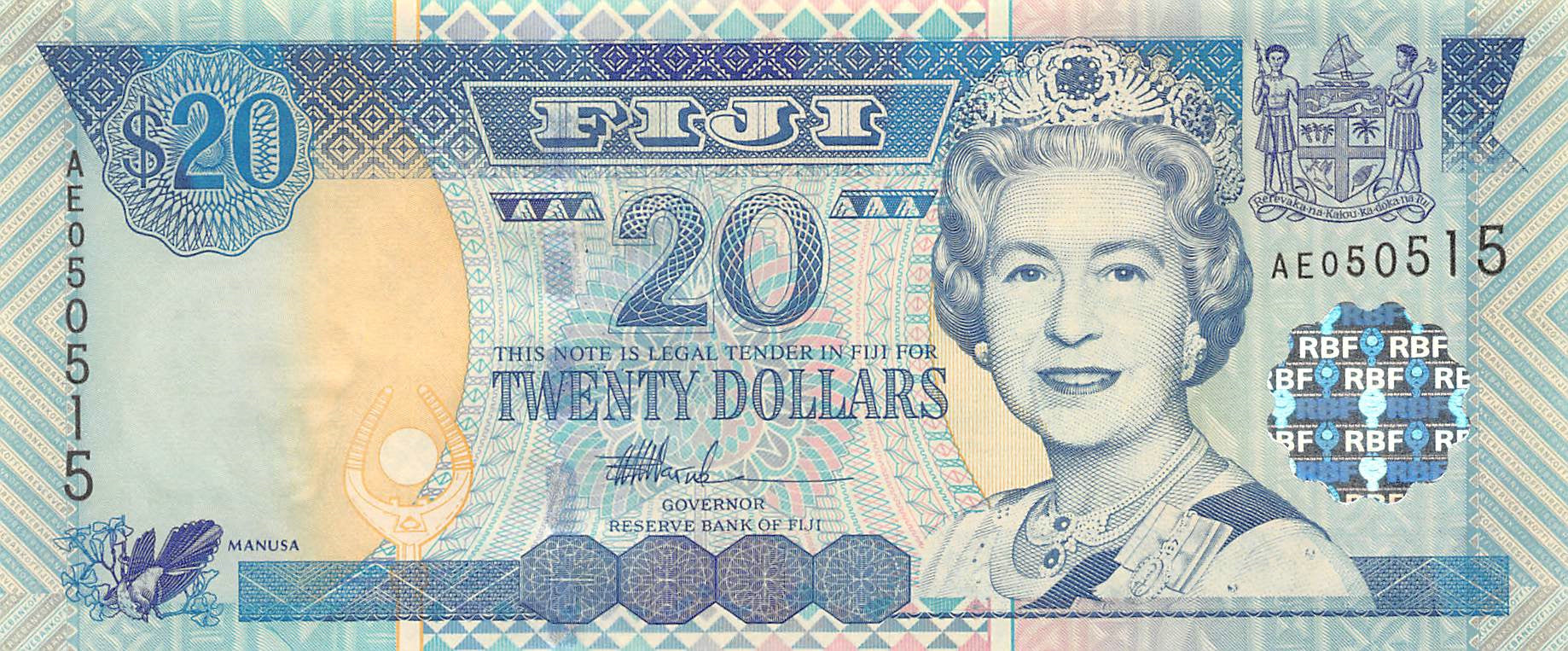 P-107a Fiji Islands 20 Dollars 2002 Unc