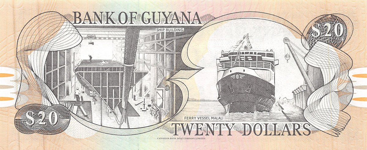 P-030e.2 Guyana 20 Dollars 2010 Unc
