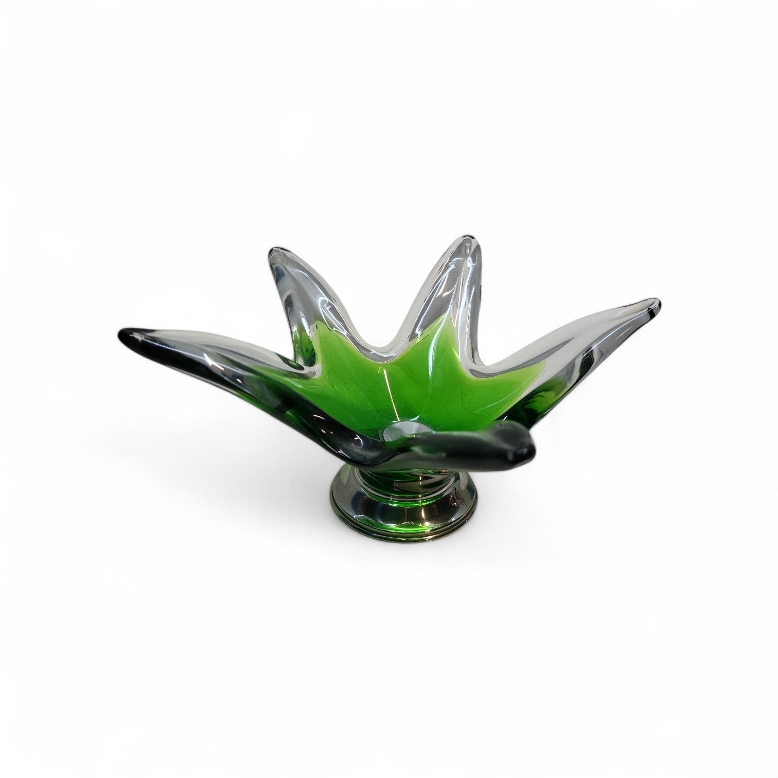 Vintage Murano glazen schaal uit de jaren '70 met een groene kleur