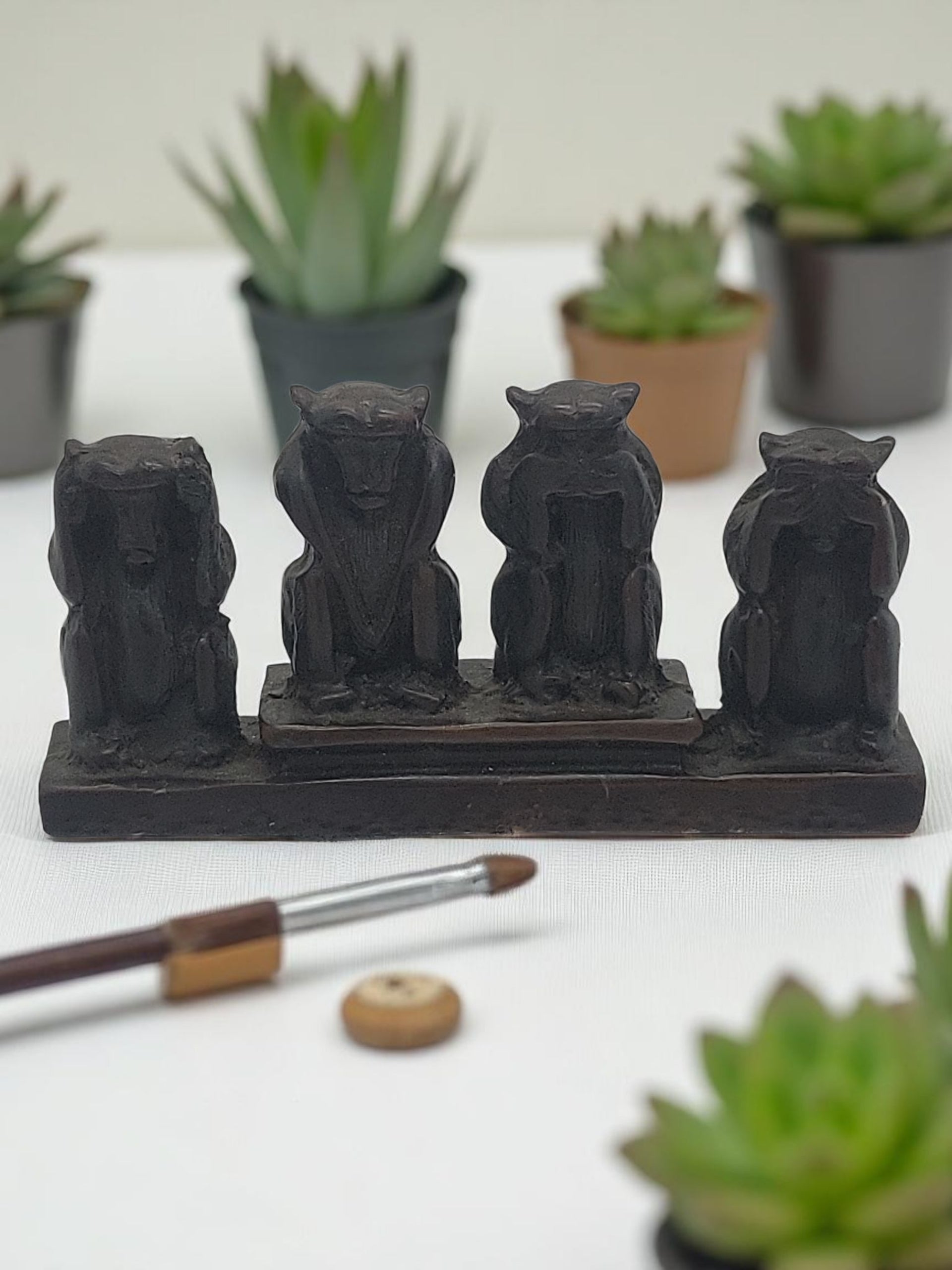 Apenbeeldje Horen Geen Kwaad Zwijgen Zien - Resin 14cm