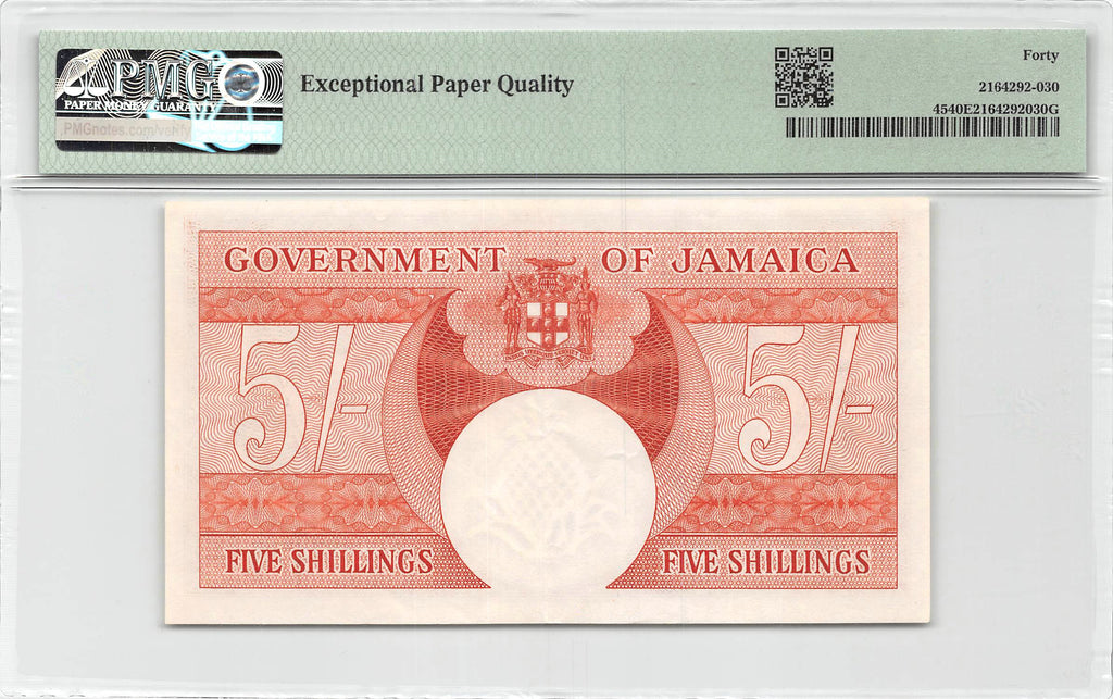 Jamaica 5 Shillings 1960 Xf PMG 40 EPQ
