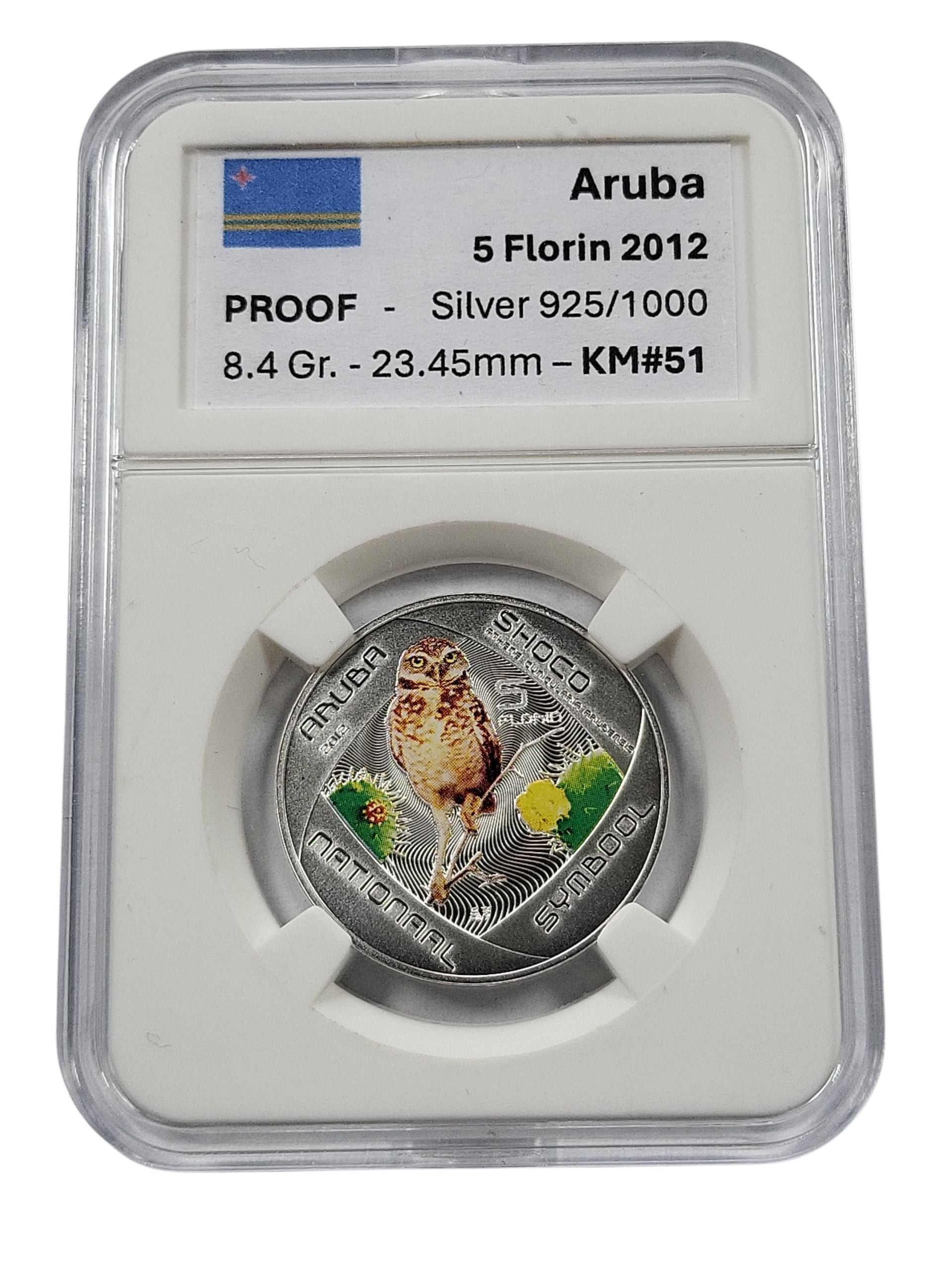 2012 - Aruba 5 Florin - Shoco Uilsoort - Proof Zilver