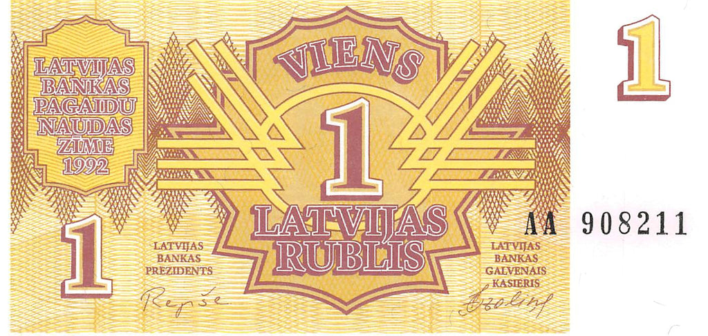 P-035a Letland 1 Latvian Rublis 1992 Unc