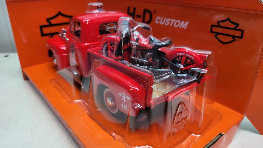 Maisto Ford F-1 Pick Up Rood 1948 met Harley-Davidson - Schaal 1:24