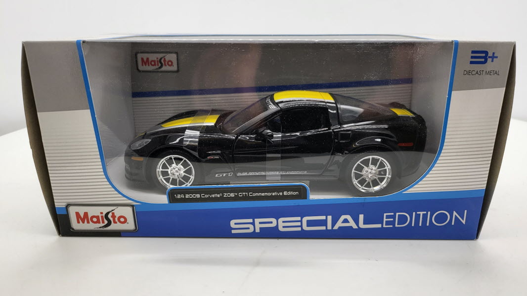 Maisto Chevrolet Corvette Z06 GT1 Commemorative Edition Zwart/Geel 2009 - Schaal 1:24