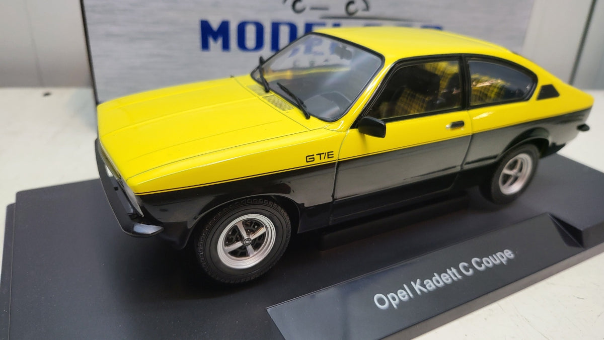 MCG Opel Kadett C Coupe GT/E Geel/Zwart 1975 - Schaal 1:18