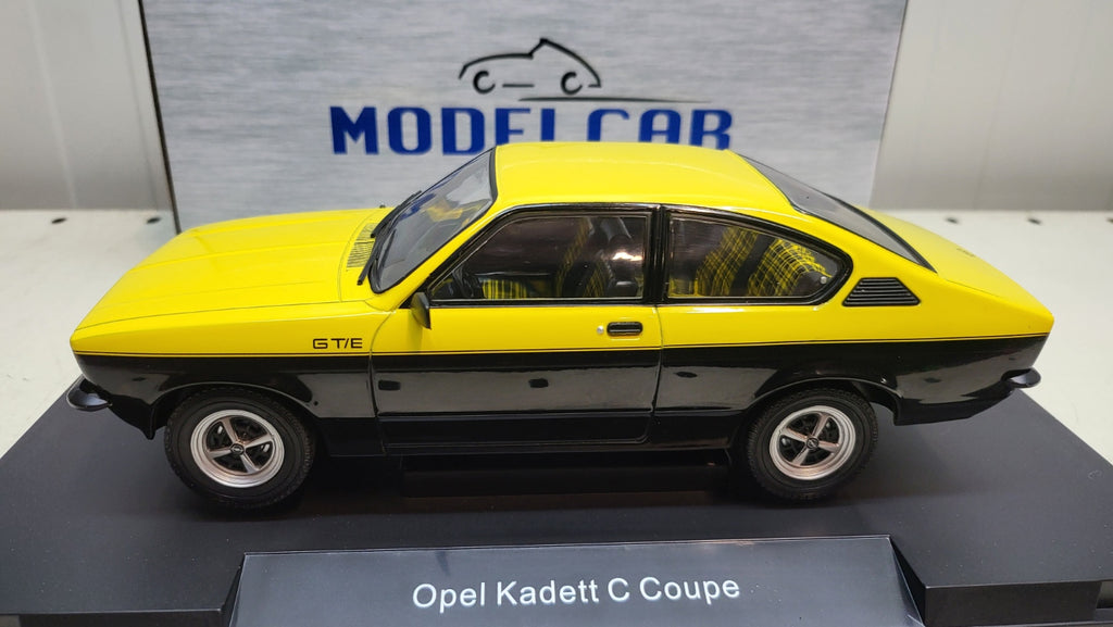 MCG Opel Kadett C Coupe GT/E Geel/Zwart 1975 - Schaal 1:18