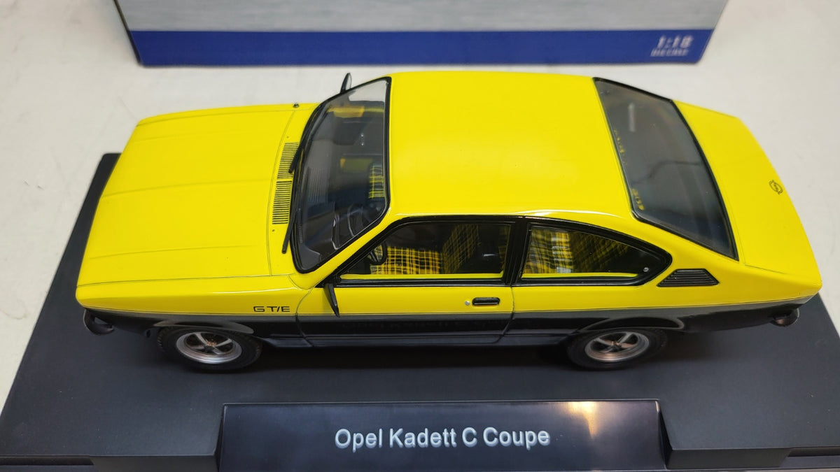 MCG Opel Kadett C Coupe GT/E Geel/Zwart 1975 - Schaal 1:18