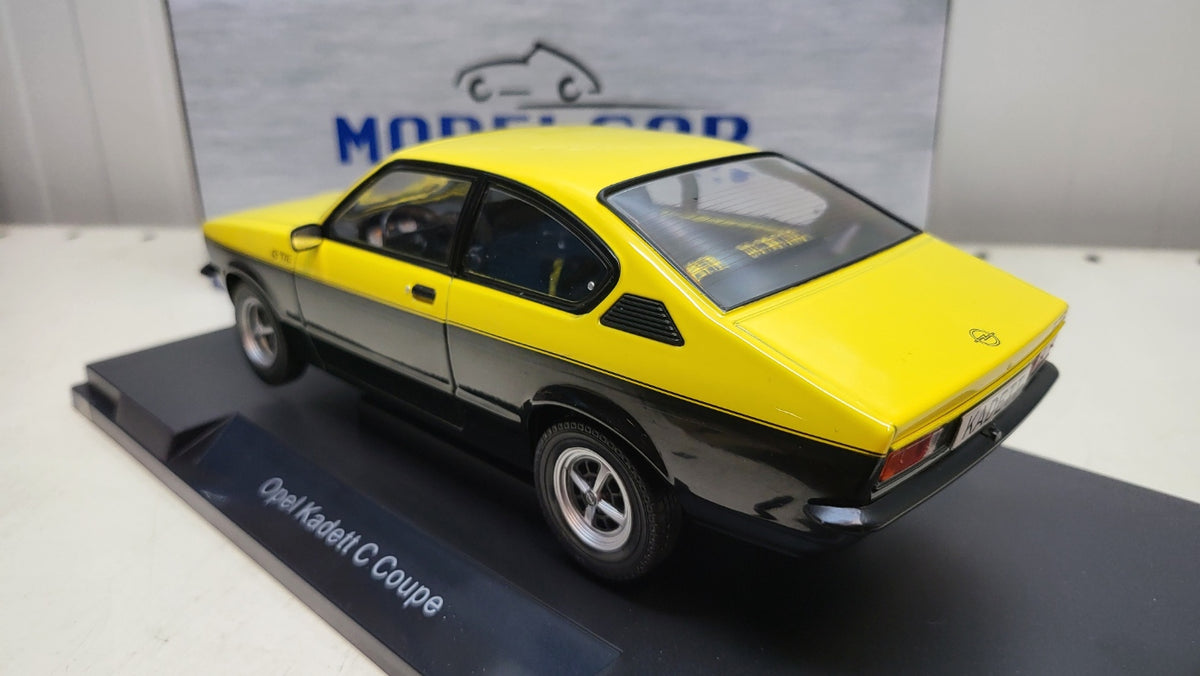 MCG Opel Kadett C Coupe GT/E Geel/Zwart 1975 - Schaal 1:18