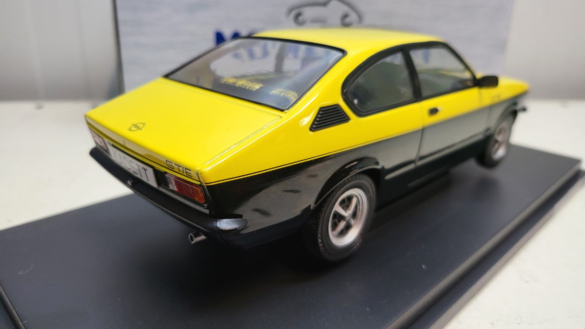 MCG Opel Kadett C Coupe GT/E Geel/Zwart 1975 - Schaal 1:18