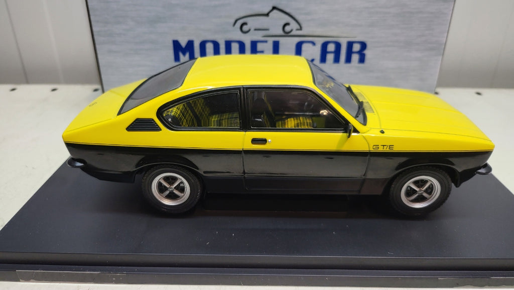 MCG Opel Kadett C Coupe GT/E Geel/Zwart 1975 - Schaal 1:18