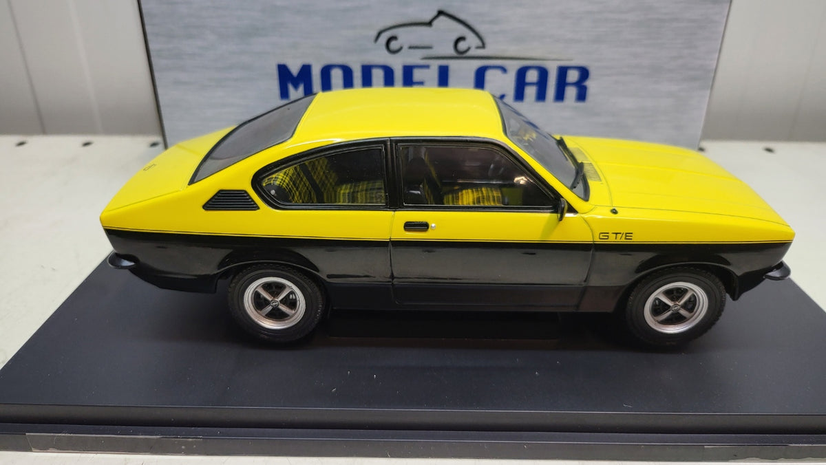 MCG Opel Kadett C Coupe GT/E Geel/Zwart 1975 - Schaal 1:18