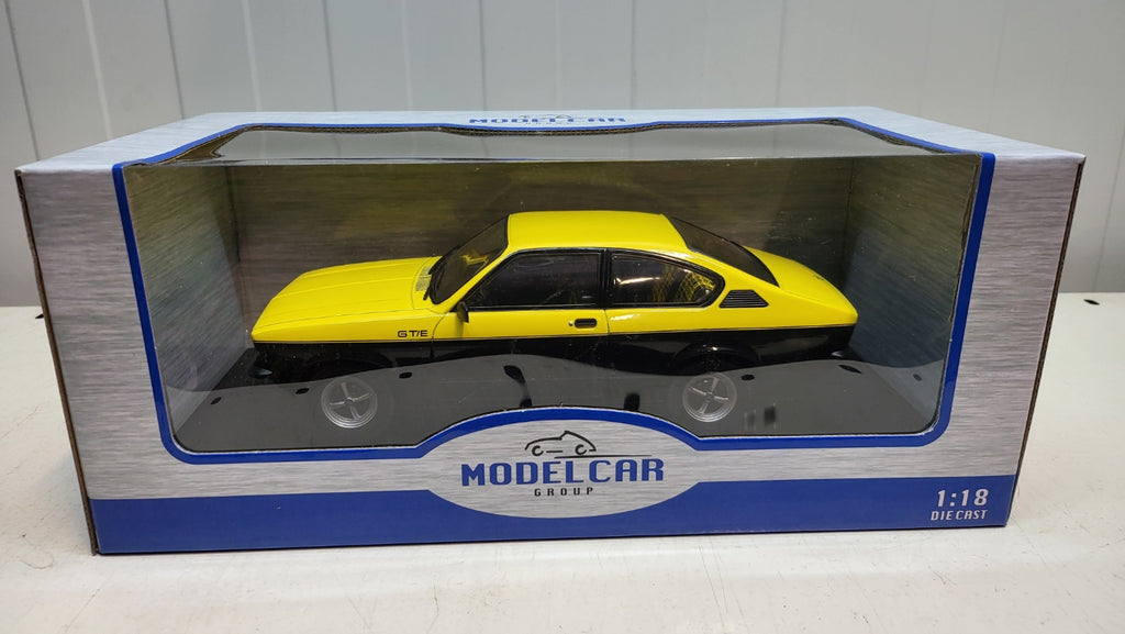 MCG Opel Kadett C Coupe GT/E Geel/Zwart 1975 - Schaal 1:18