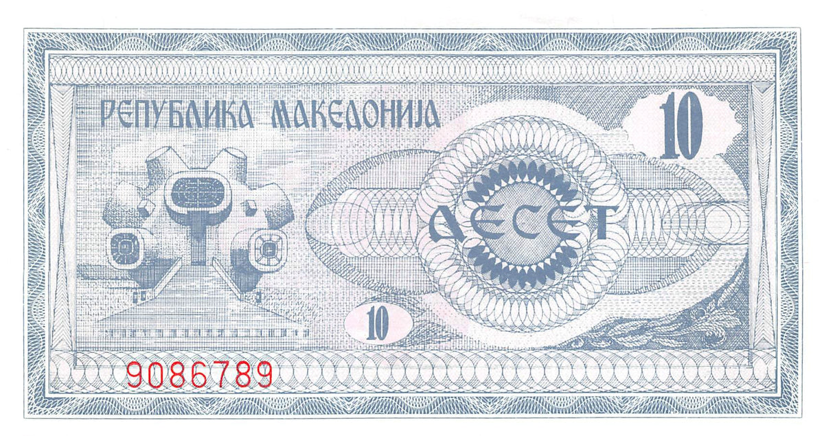 P-001a Noord-Macedonië 10 Denari 1992 Unc