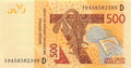 P-419Dh West African States (D) Mali 500 Francs 2019 Unc