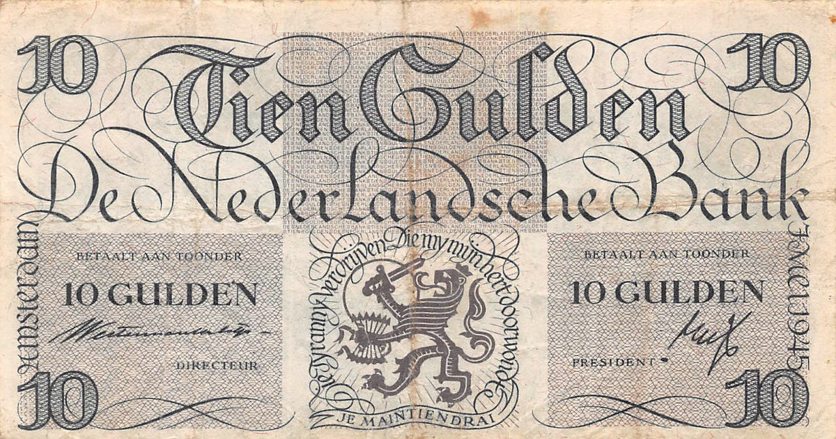 P-074 Nederland 10 Gulden 1945 Fine