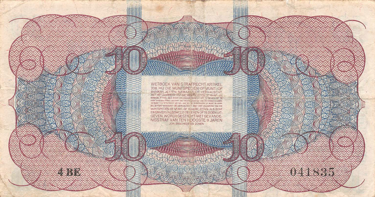 P-074 Nederland 10 Gulden 1945 Fine