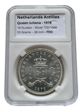 1978 - Nederlandse Antillen 10 Gulden - 150 Jaar Bank - Zilver