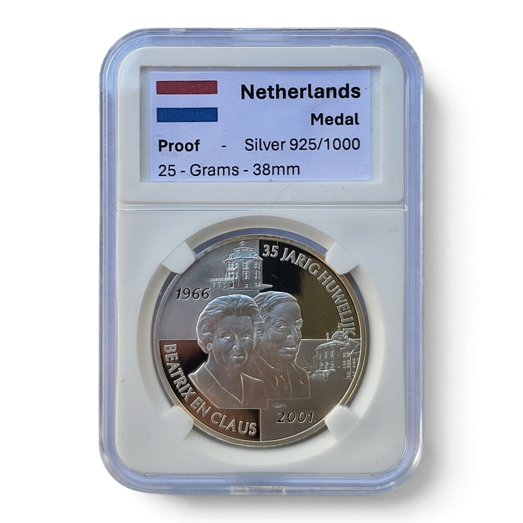 2001 - Nederland Zilveren Penning - 35 Jaar Huwelijk - Proof