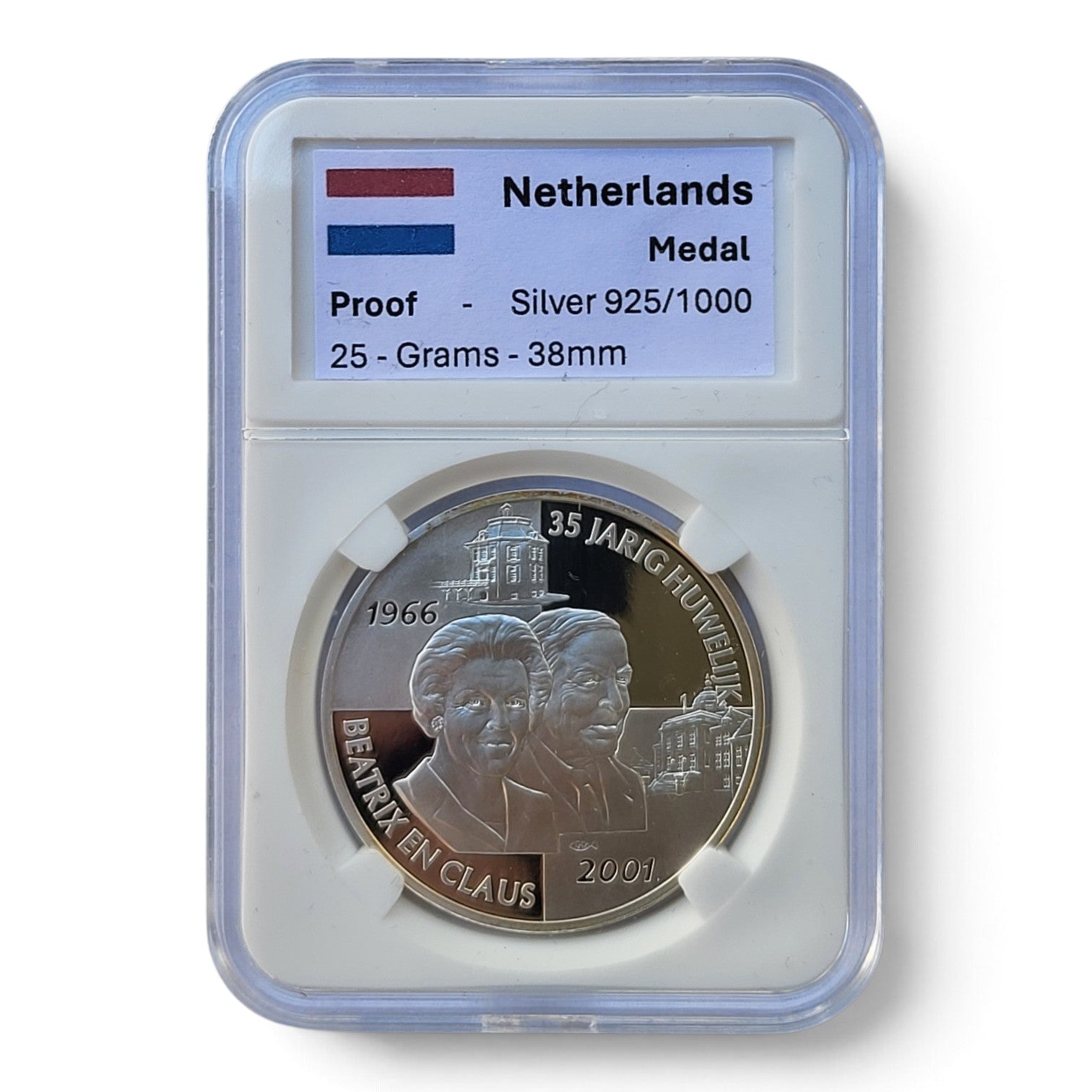 2001 - Nederland Zilveren Penning - 35 Jaar Huwelijk - Proof