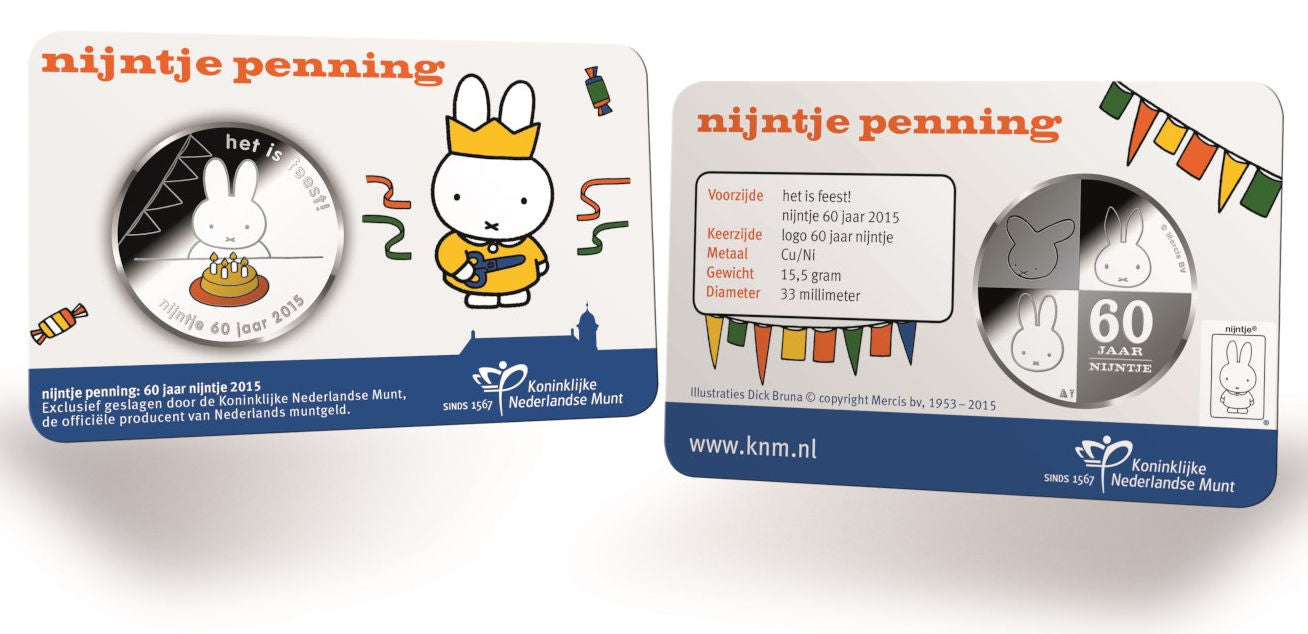 2015 - Nederland Penning Card - 60 Jaar Nijntje - BU