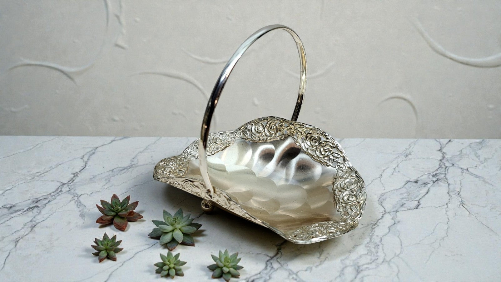 Bonbonschaal verzilverd Vintage decoratie