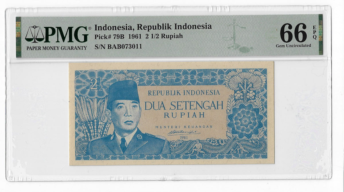 Indonesia 2½ Rupiah 1961 Unc PMG 66 EPQ