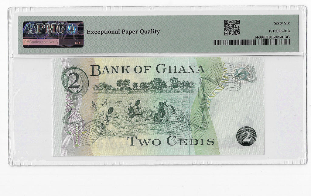 P-014c.1 Ghana 2 Cedi 1977 Unc PMG 66 EPQ