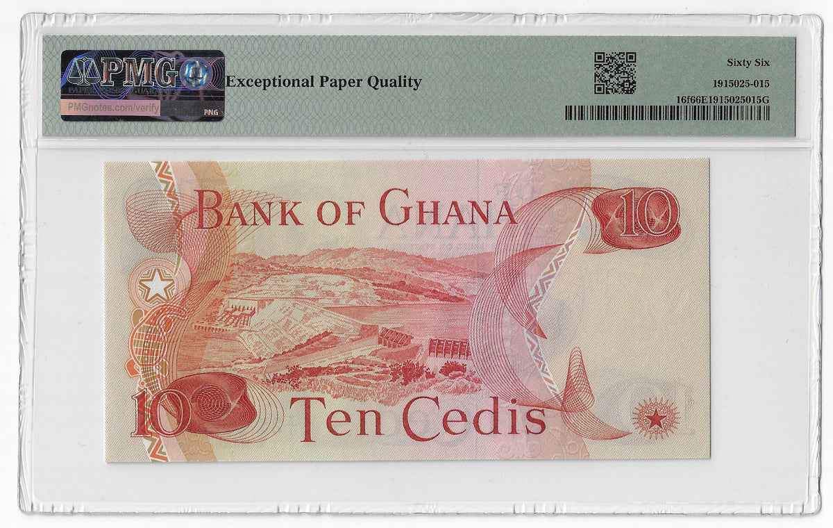 P-016f Ghana 10 Cedis 1978 Unc PMG 66 EPQ