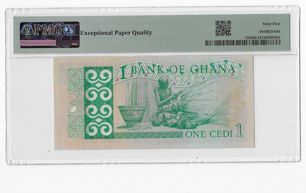 P-017b Ghana 1 Cedi 1982 Unc PMG 65 EPQ
