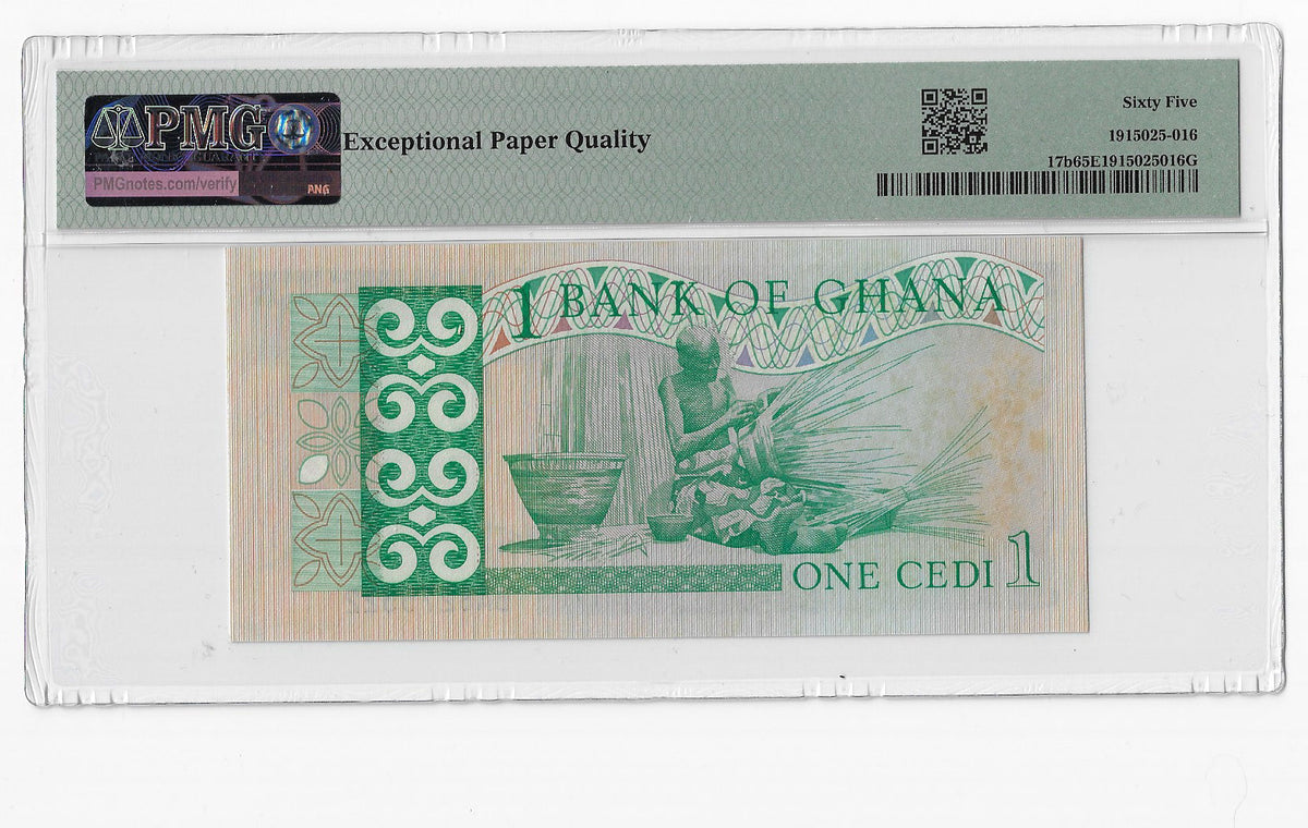 P-017b Ghana 1 Cedi 1982 Unc PMG 65 EPQ