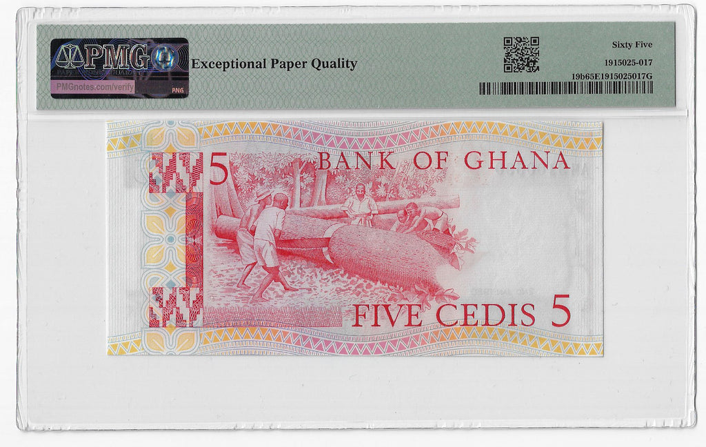 P-019b Ghana 5 Cedis 1980 Unc PMG 65 EPQ