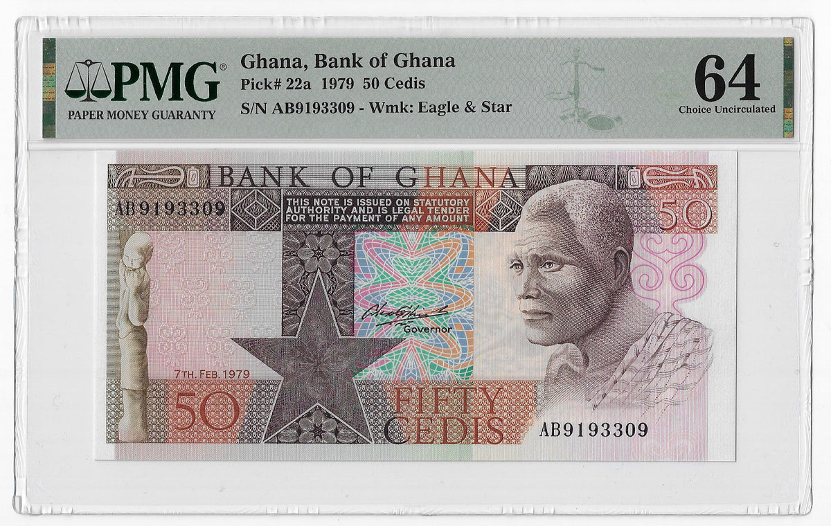 P-022a Ghana 50 Cedis 1979 Unc PMG 64