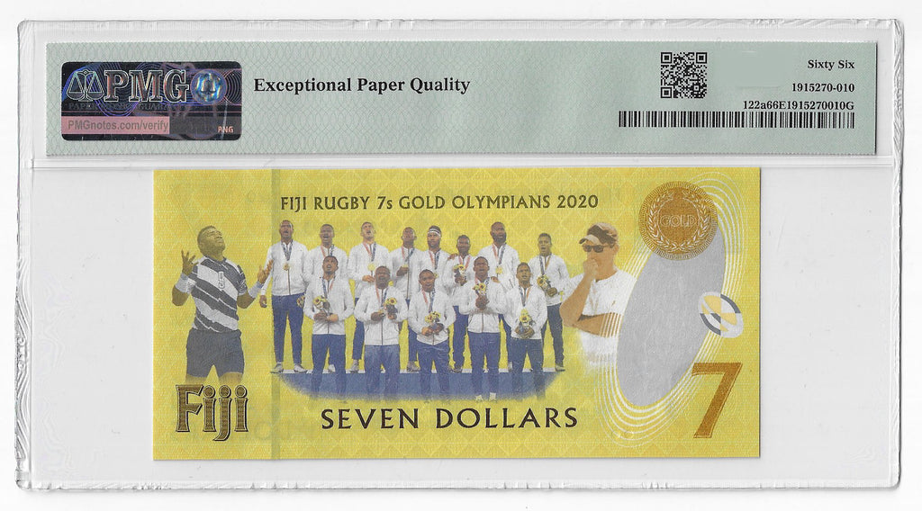 P-122a Fiji Islands 7 Dollars 2020 Unc PMG 66 EPQ