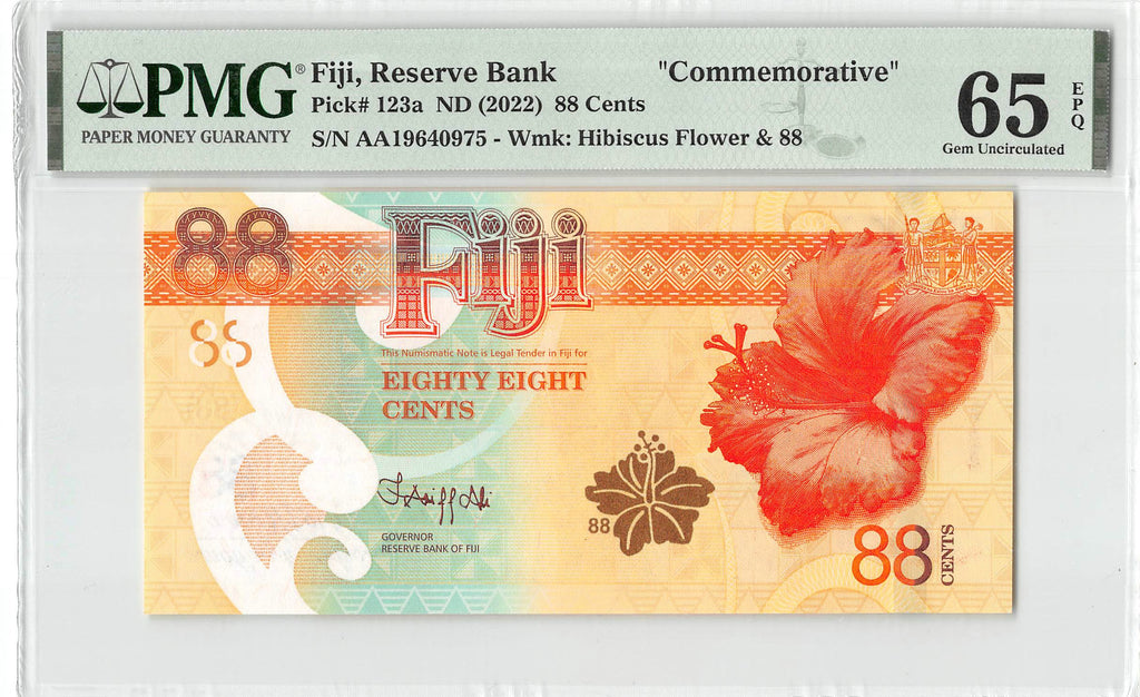 P-123a Fiji Islands 88 Cents 2022 Unc PMG 65 EPQ