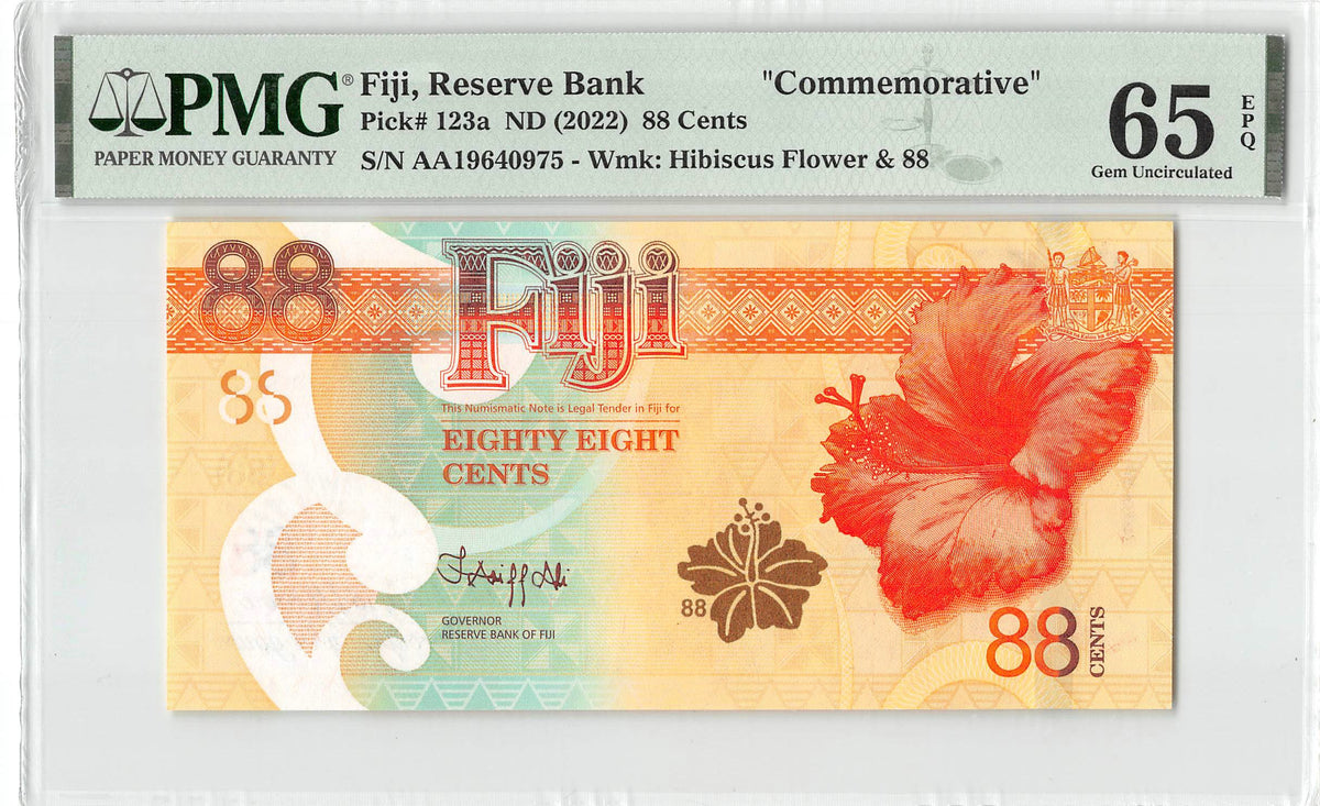 P-123a Fiji Islands 88 Cents 2022 Unc PMG 65 EPQ