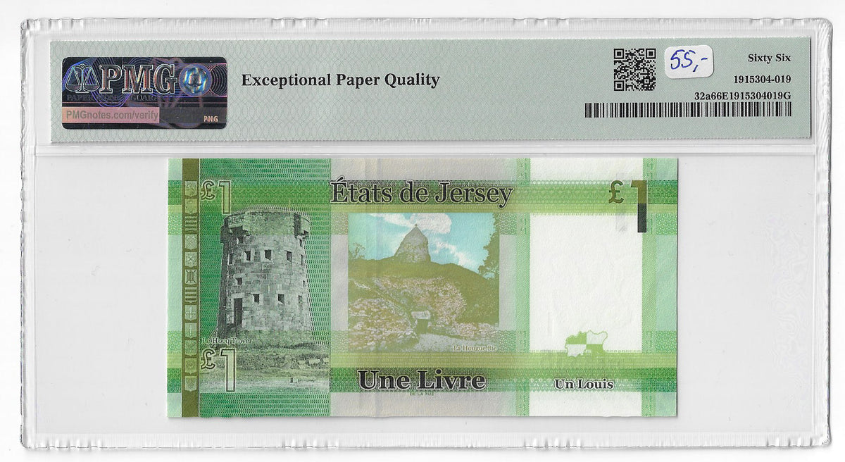 Jersey P-32a 1 Pound 2010 Unc PMG 66 EPQ