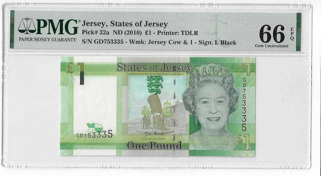 Jersey P-32a 1 Pound 2010 Unc PMG 66 EPQ