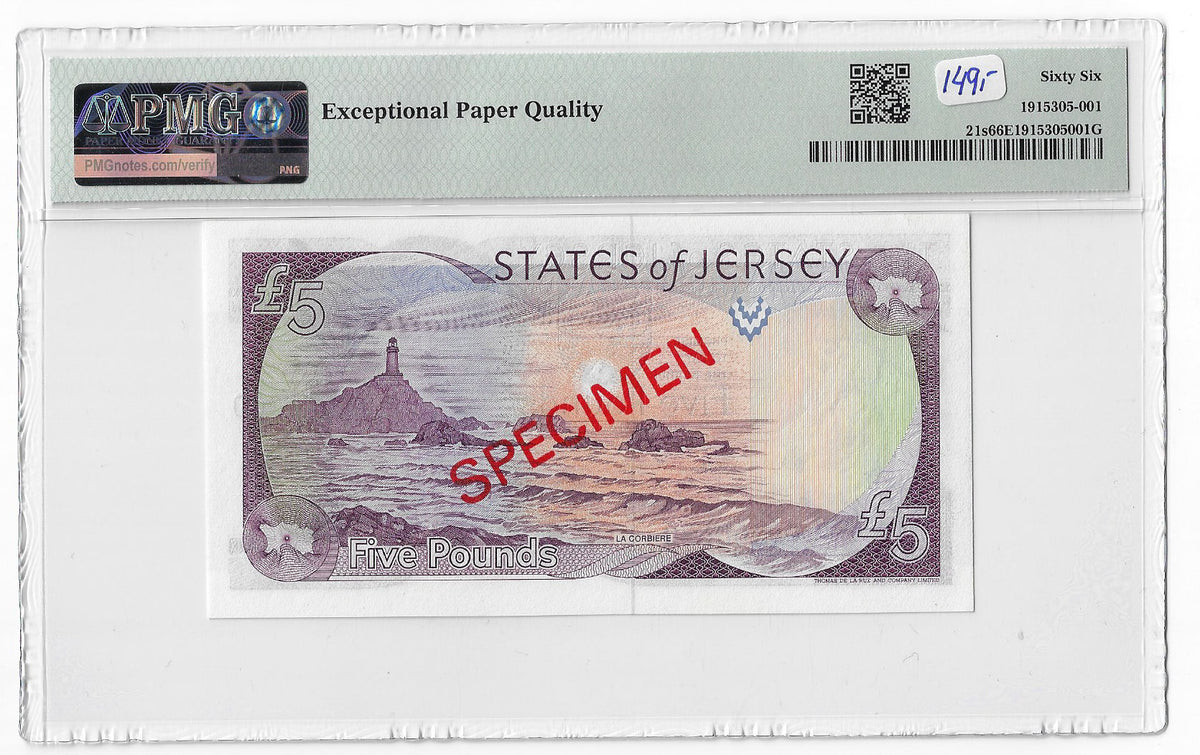 Jersey P-21s 5 Pounds 1993 Specimen Unc PMG 66 EPQ